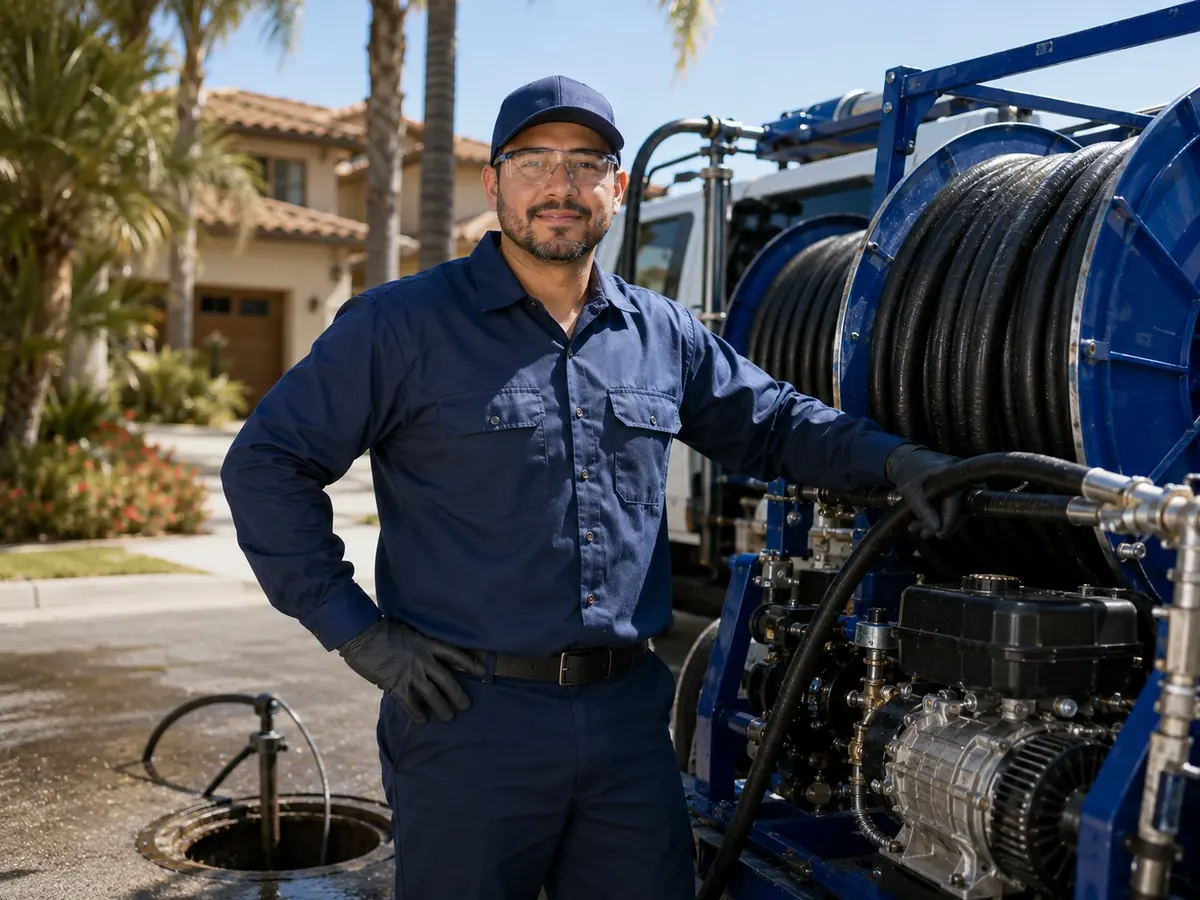 Hydro jet sewer cleaning in Stanford