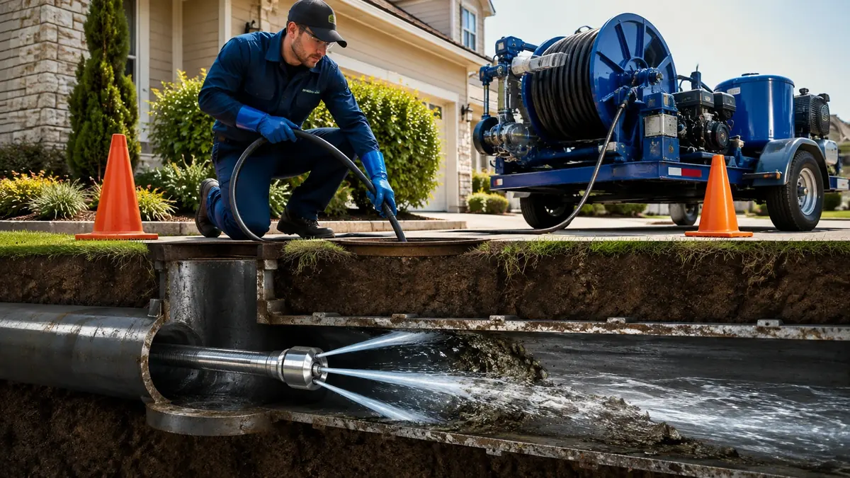 Main Sewer Line Hydro Jet Cleaning in Stanford